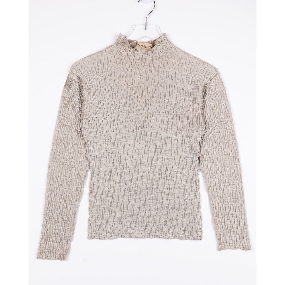 Vintage Y2K The Wonder Tee Crinkle Texture Metallic Silver Gold Champagne Top